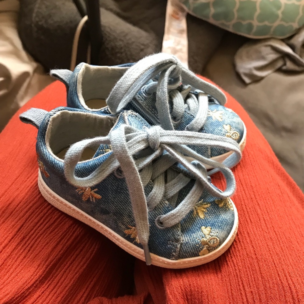 Zara Kids/Baby denim sneakers with gold bees!!!